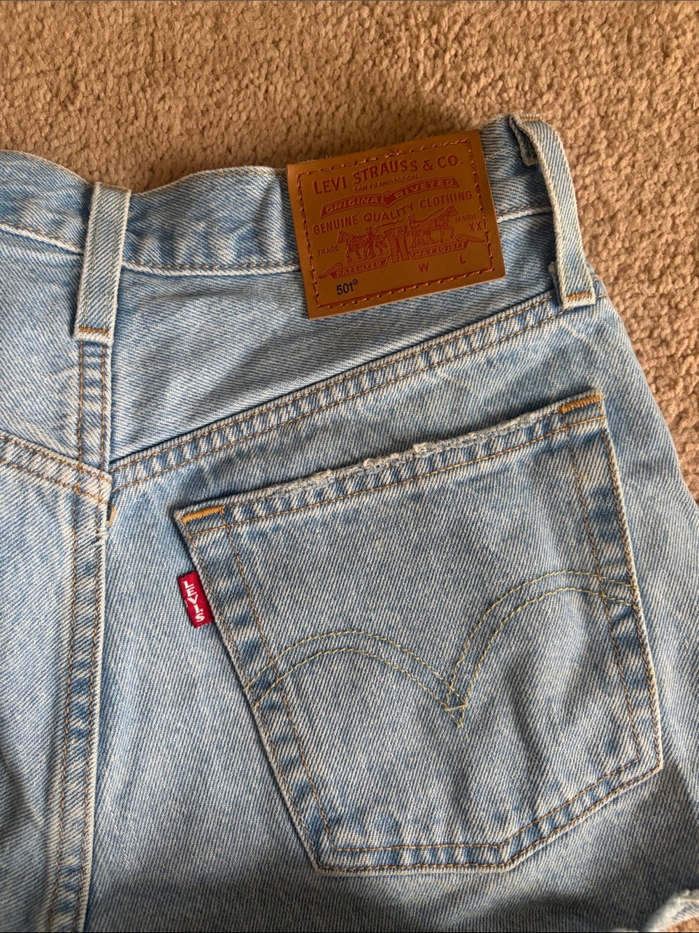 Levi’s Blue High-Waist Distressed Denim Shorts - Picture 2 of 2